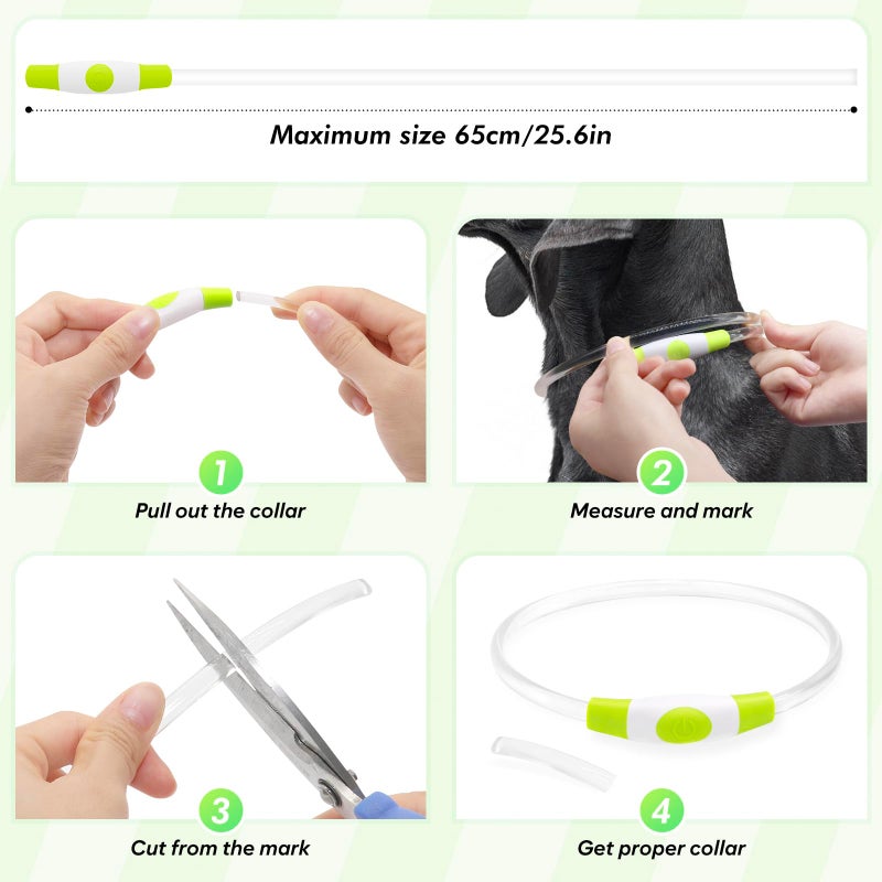 BSEEN Light Up Dog Collar - LED Dog Collar Rechargeable, Glowing Pet Collars for Small Medium Large Dogs, TPU Cuttable Lighted Puppy Collar, Safety Dog Lights for Night Walking (Green 70cm) - Image 4
